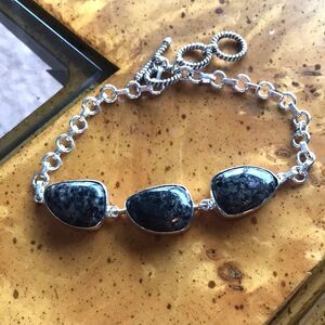 Natural Yooperlite Sterling Silver Bracelet